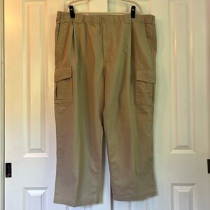 Island Passport Linen‎ Blend Cargo Pocket Tan Khaki Elastic Waist Pants Size 2X